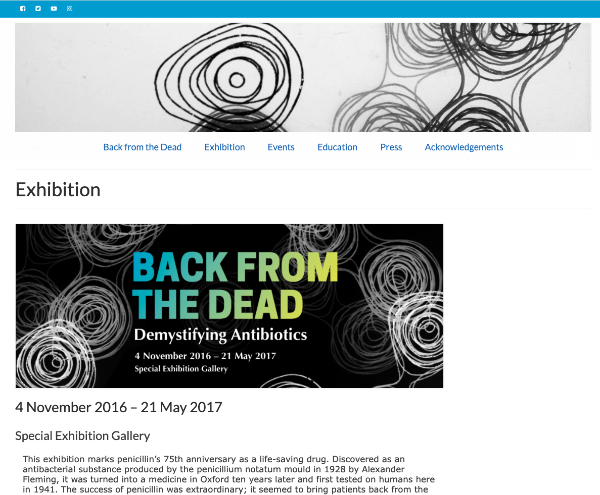 History of Science Museum: Website for Special Exhibition, 'Back from the Dead' to mark penicillin's 75th anniversary as a life-saving drug